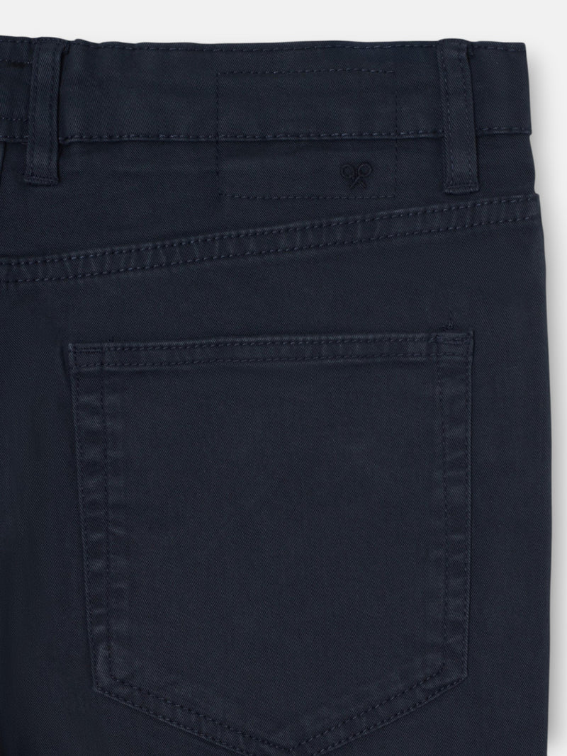 Navy blue five-pocket sport trousers
