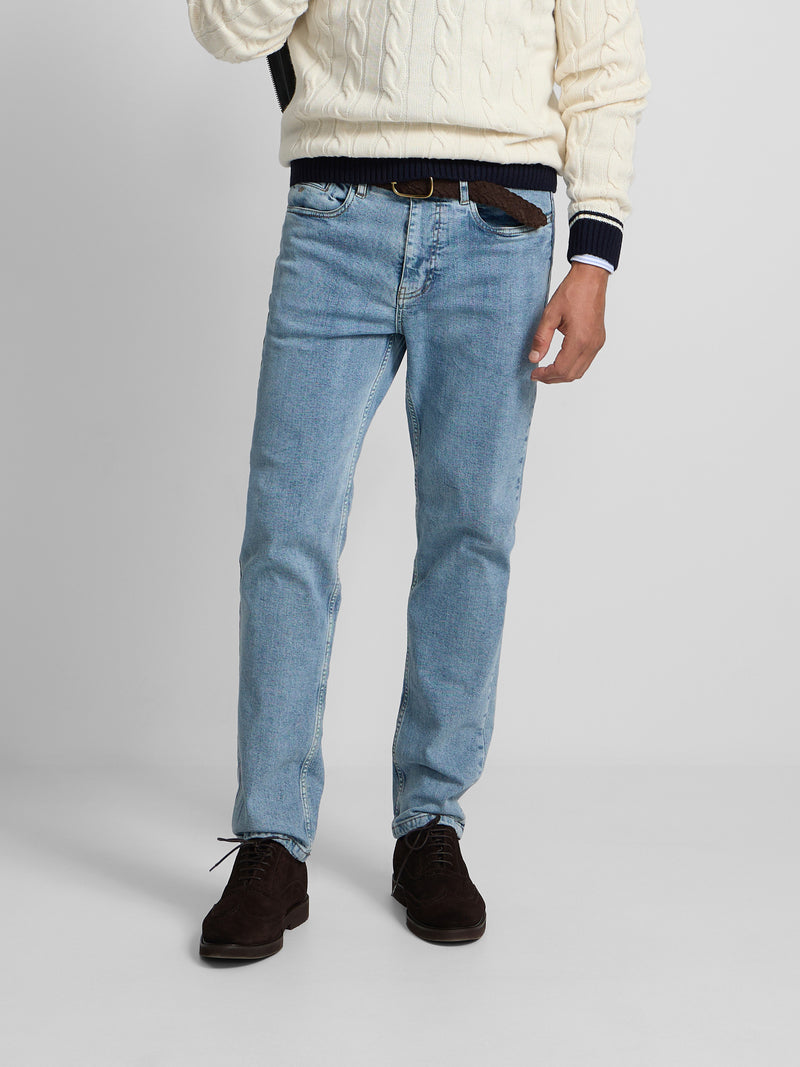 Medium blue denim sport trousers