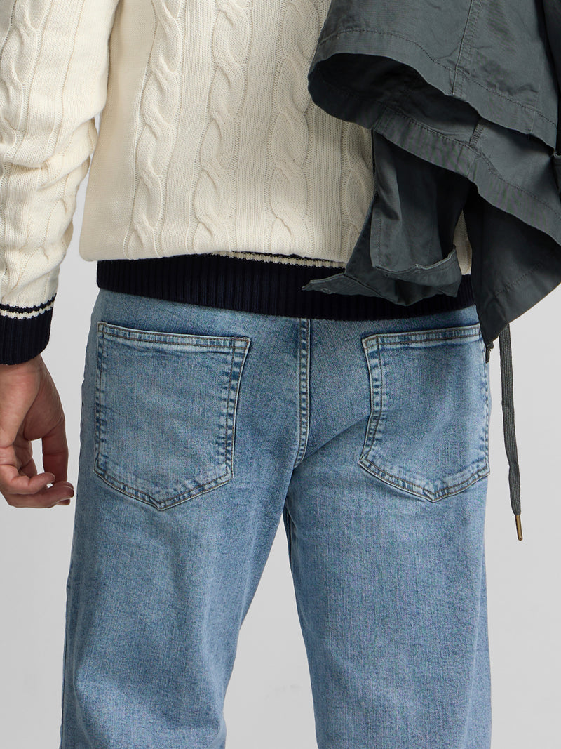 Medium blue denim sport trousers