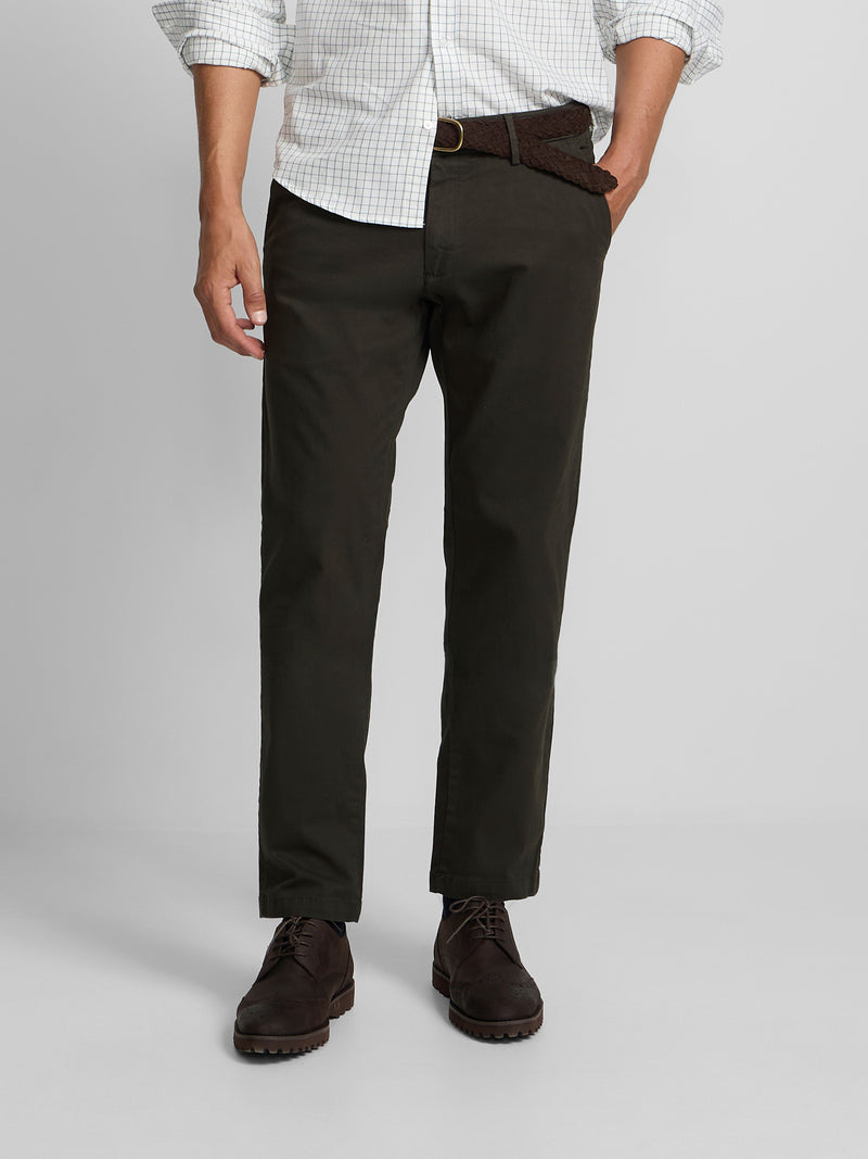 Calças chino desportivas verde-escuro