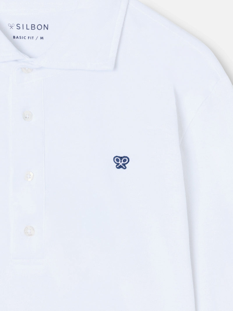Polo de manga comprida branco