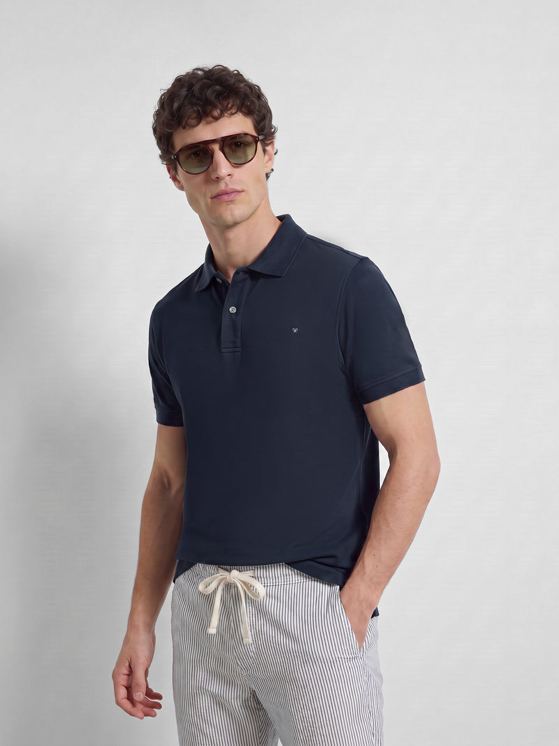 Polo de manga curta índigo