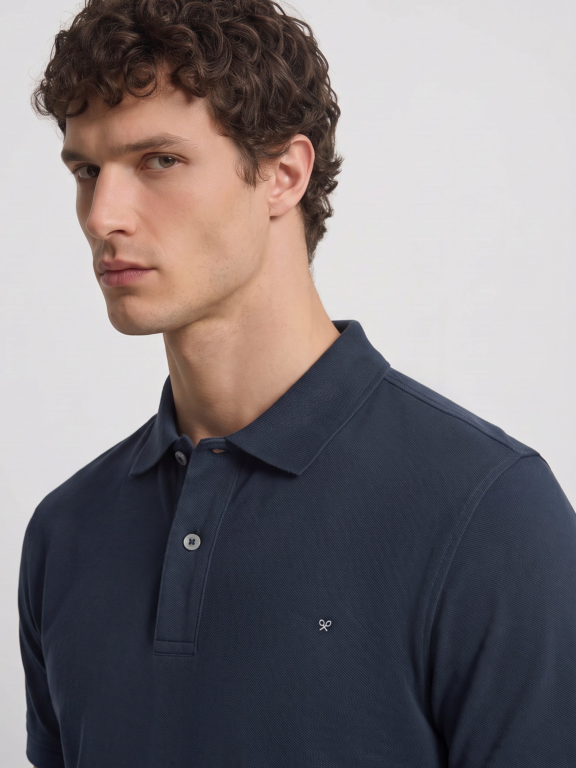 Polo de manga curta índigo