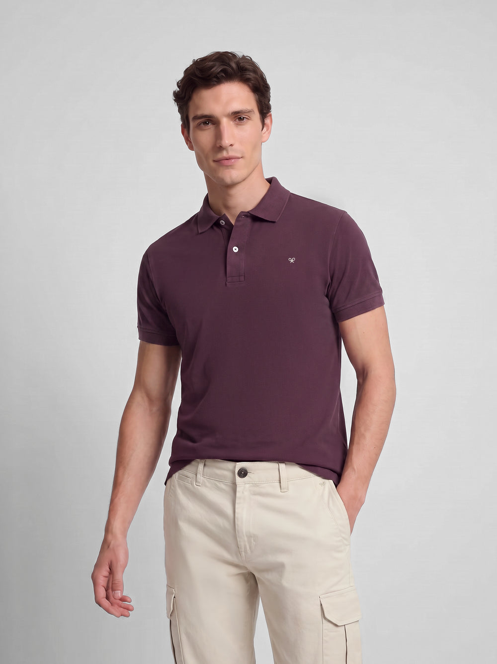Polo manga corta burdeos