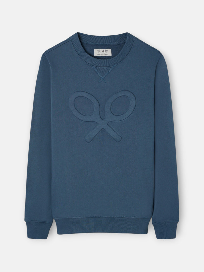 Sweat-shirt classique logo en relief pétrole