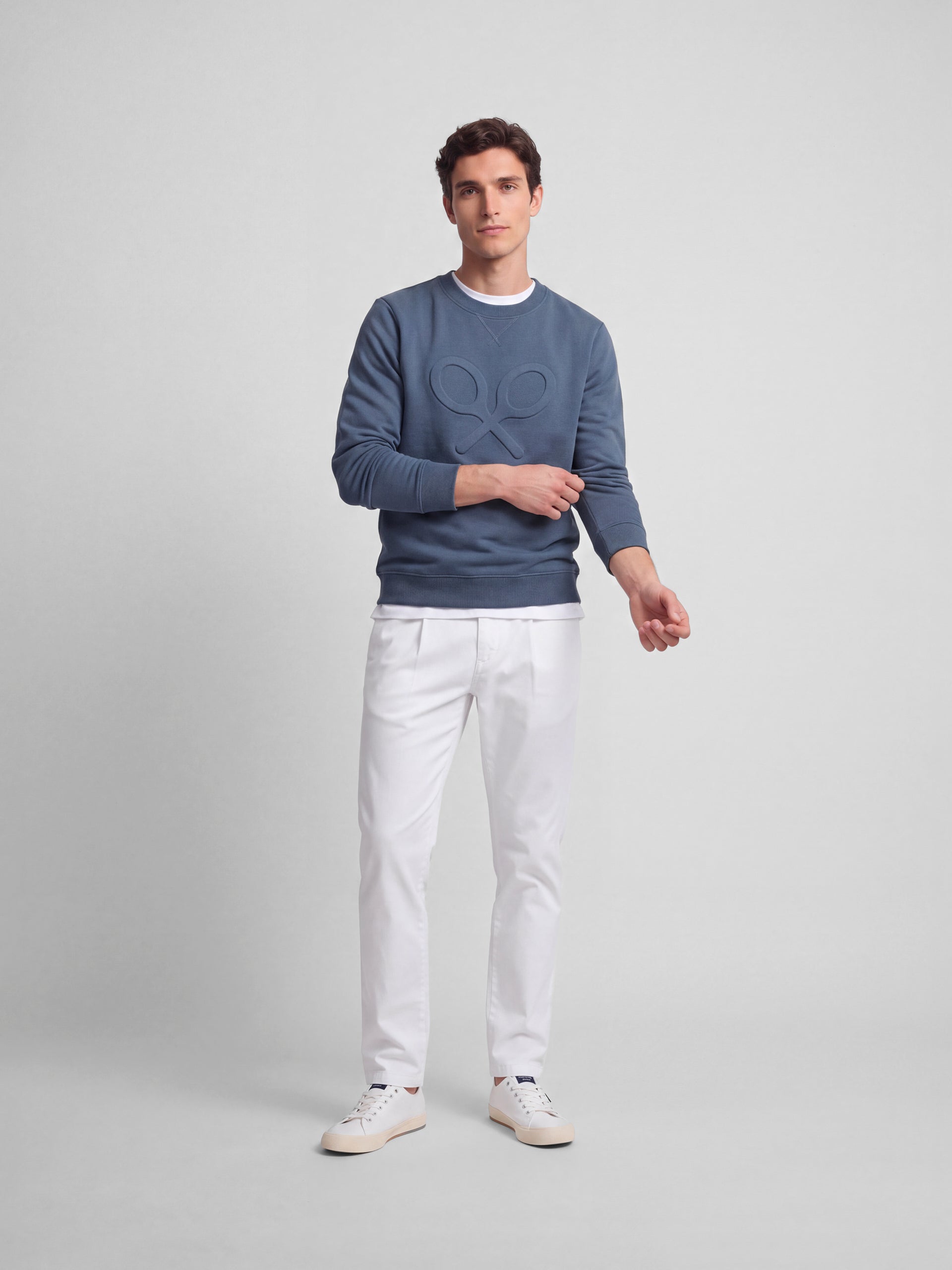 Sweatshirt clássica com logótipo em relevo petróleo