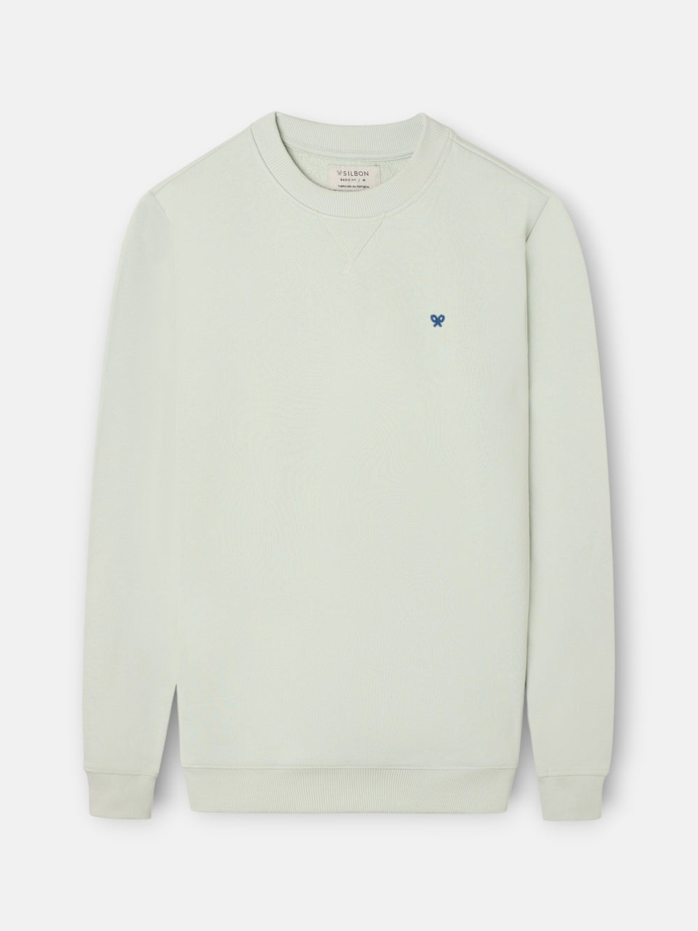 Sudadera lisa minilogo rizo verde claro