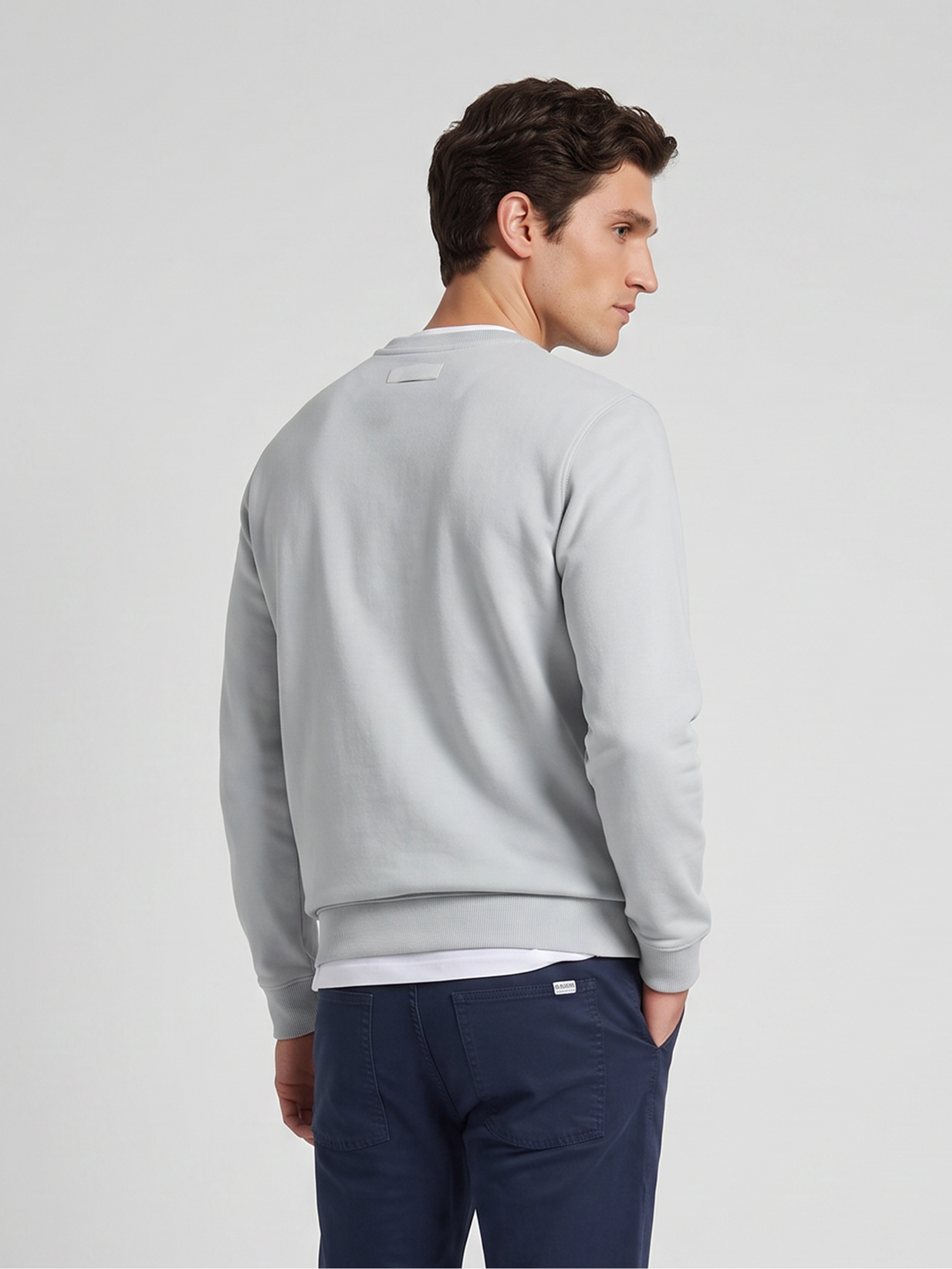 Sweatshirt clássica com logótipo em relevo cinzento claro