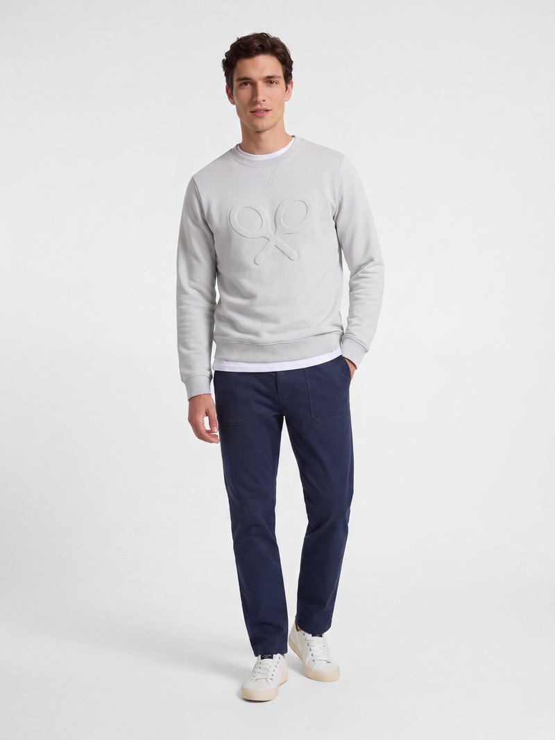 Sweatshirt clássica com logótipo em relevo cinzento claro
