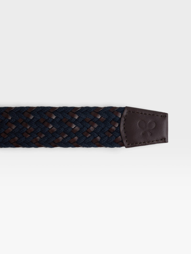 Braided belt with leather detail