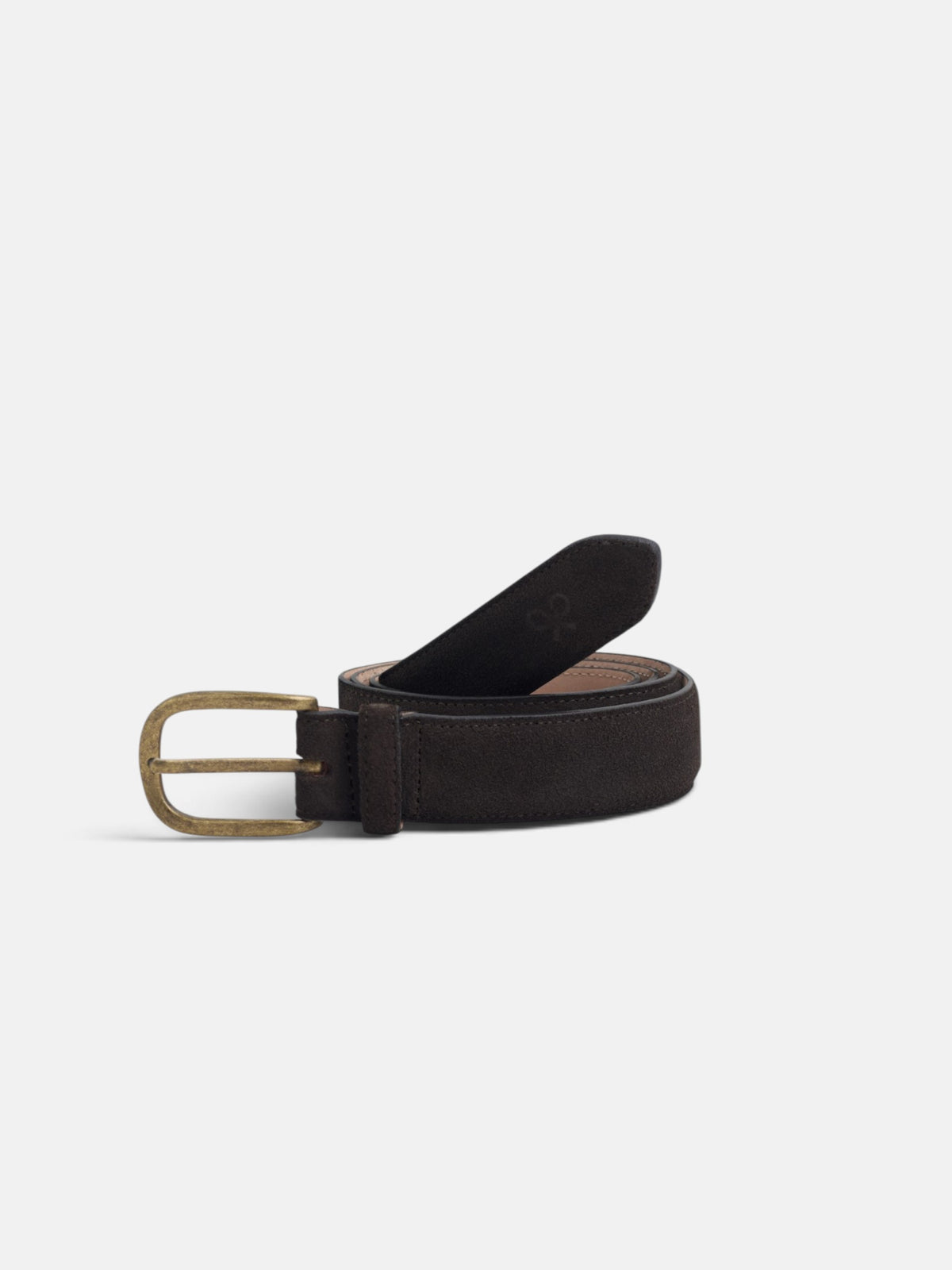 Brown suede smooth leather belt