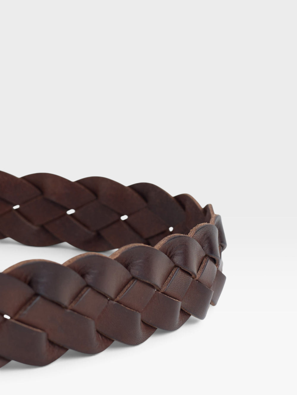 Cinturon piel trenzado marron