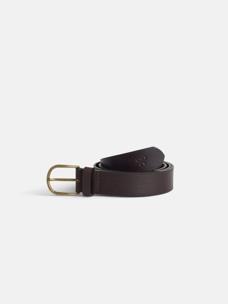 Brown striped leather belt