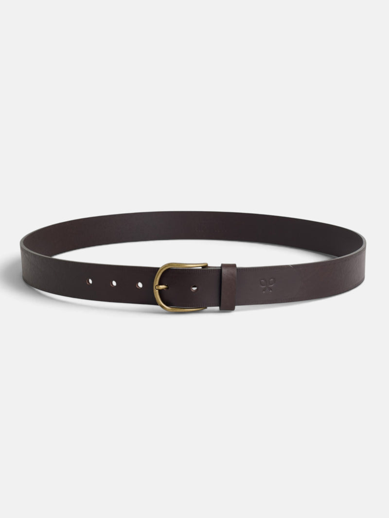 Brown striped leather belt