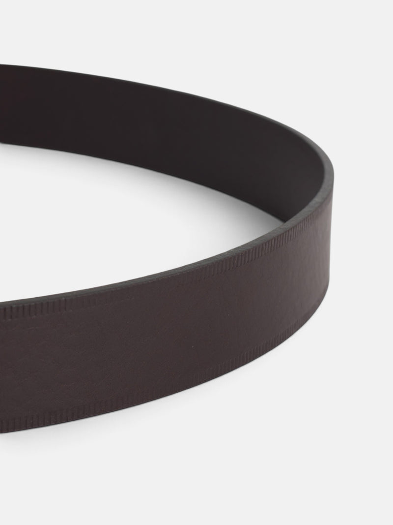 Brown striped leather belt