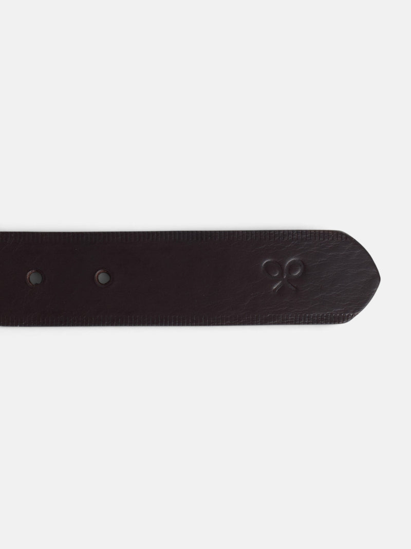Brown striped leather belt