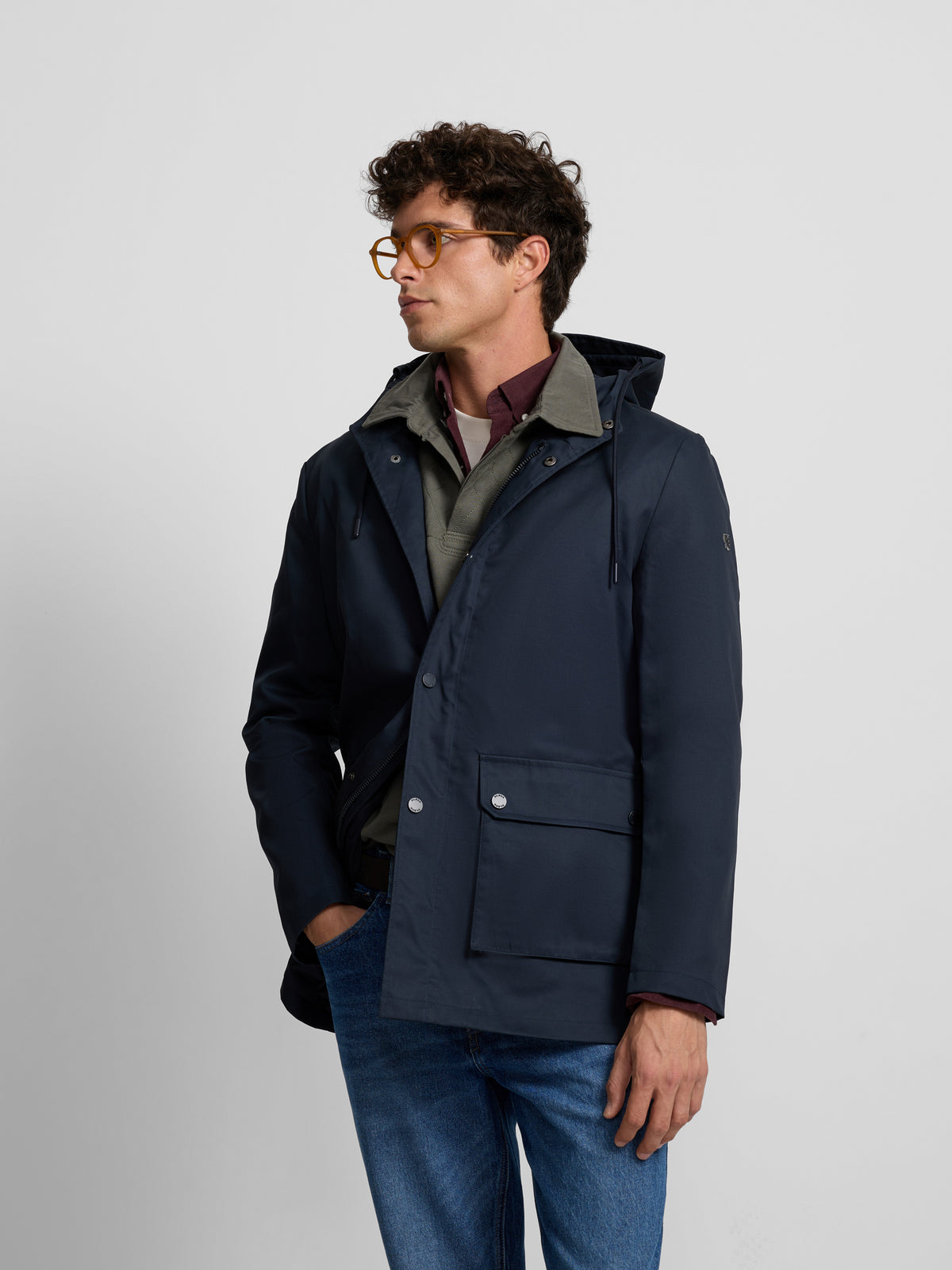 Navy blue parka with pockets