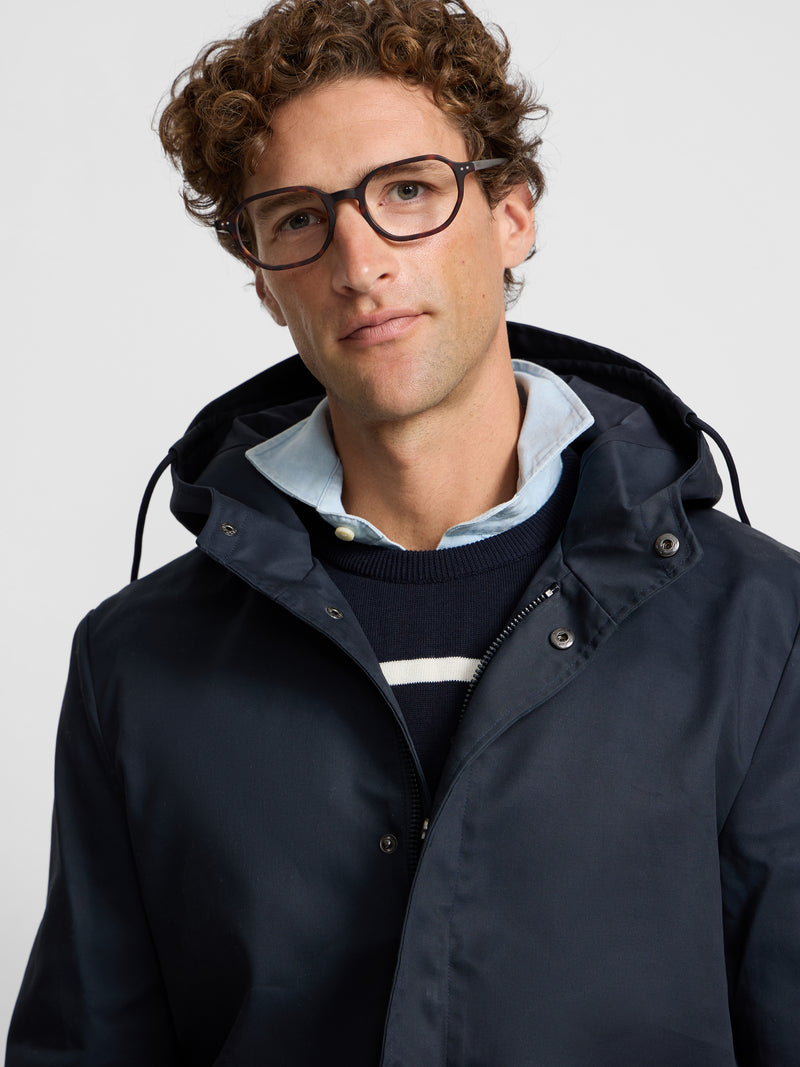 Parka à poches bleu marine