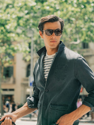 Blazer semi-croisière chevrons bleu marine