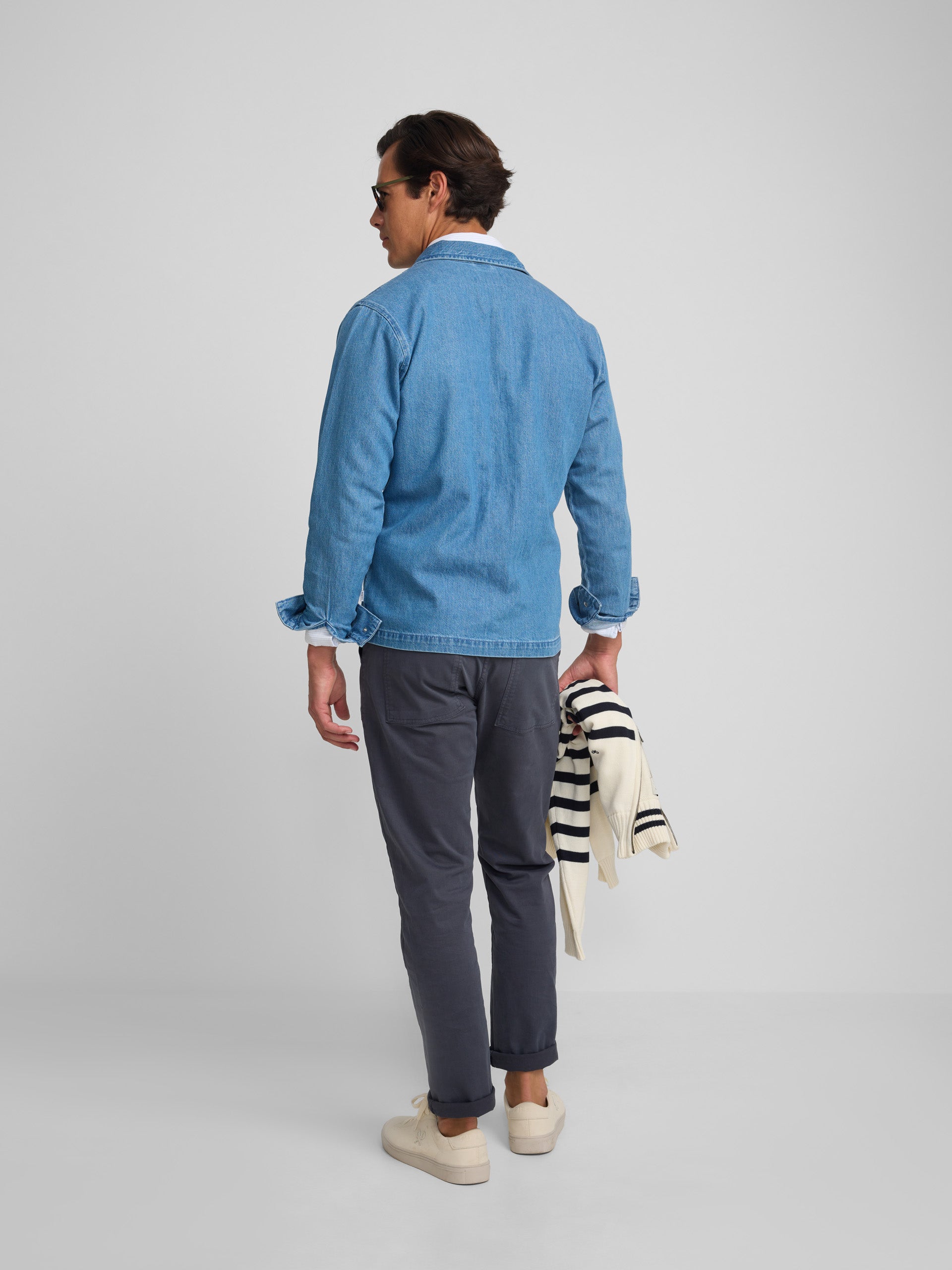 Denim cruise overshirt with adjustable blue