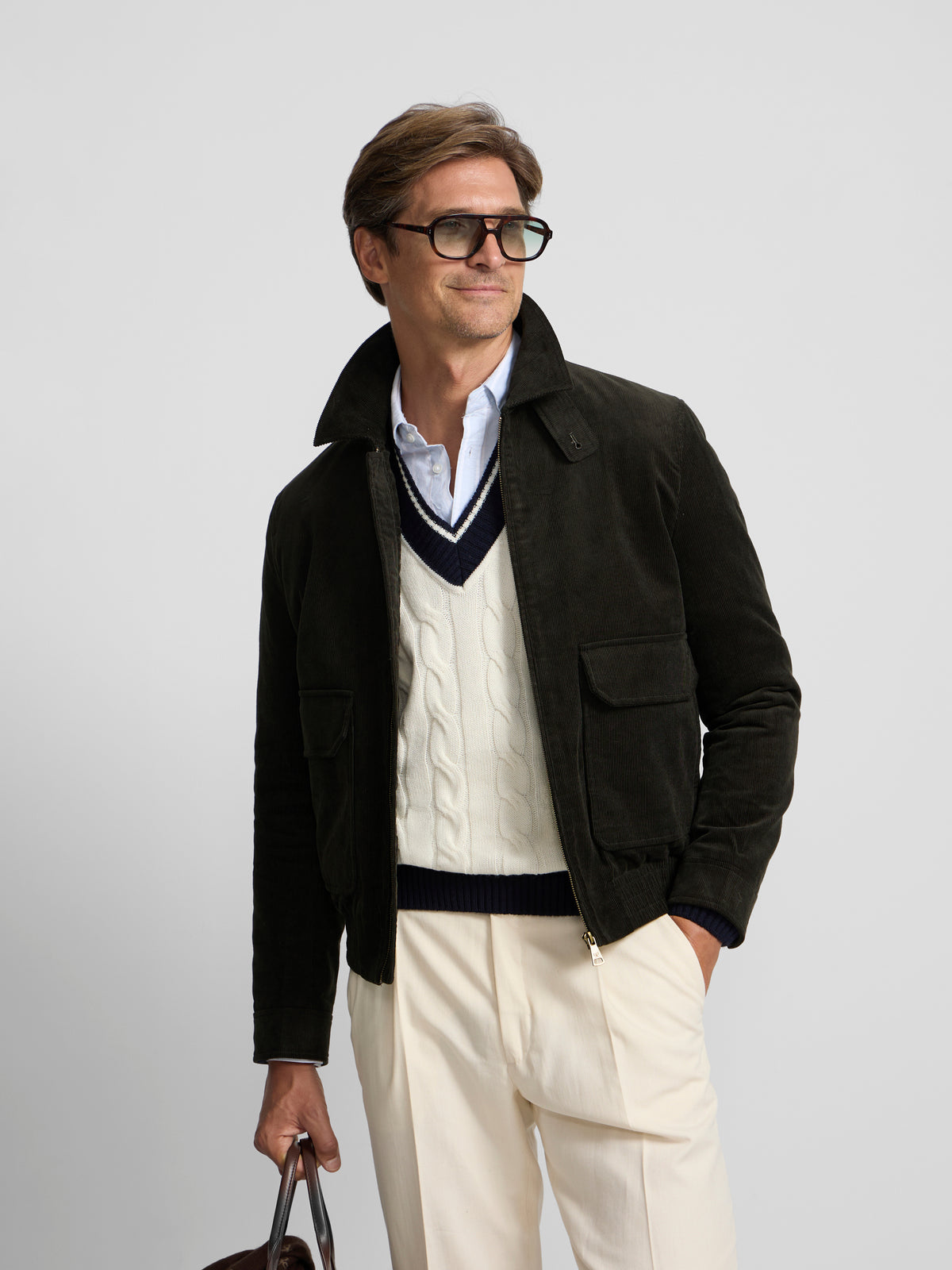 Veste en velours côtelé verte