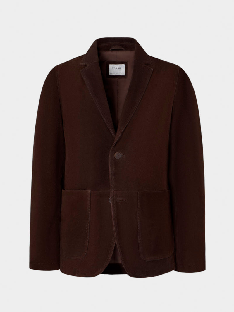 Veste semi-blazer en cuir marron