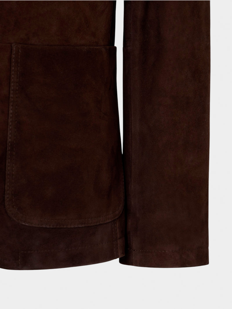 Veste semi-blazer en cuir marron