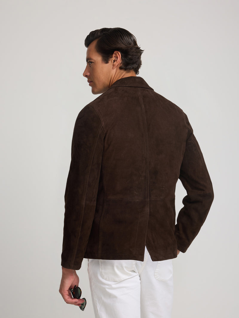 Veste semi-blazer en cuir marron