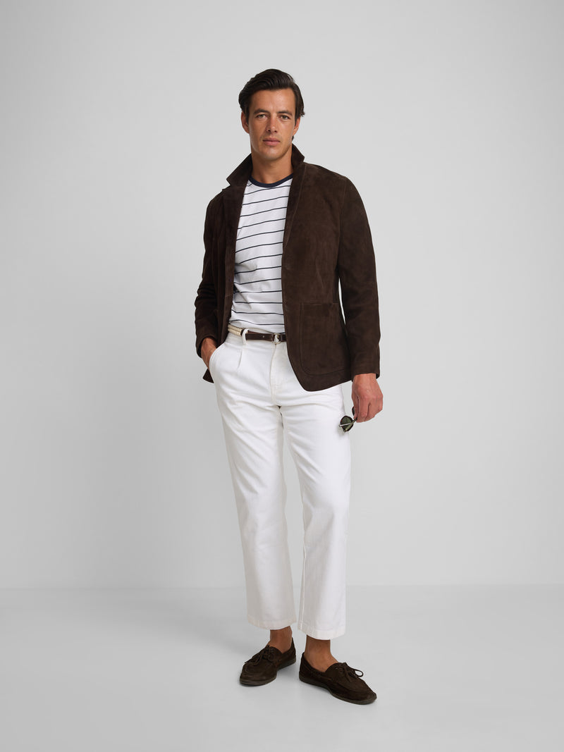 Veste semi-blazer en cuir marron