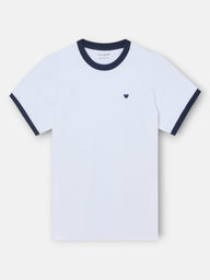 White ribbed T-shirt with contrast terry