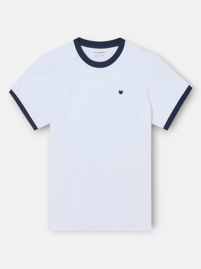 T-shirt à côtes blanches avec contraste éponge