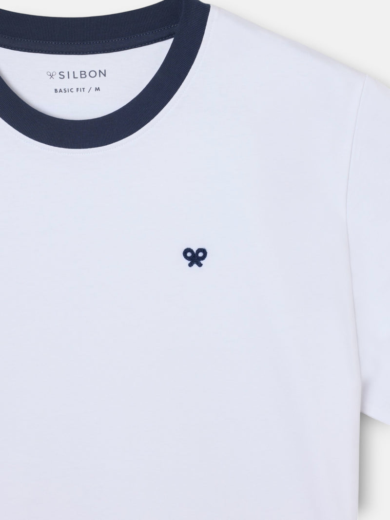 T-shirt à côtes blanches avec contraste éponge
