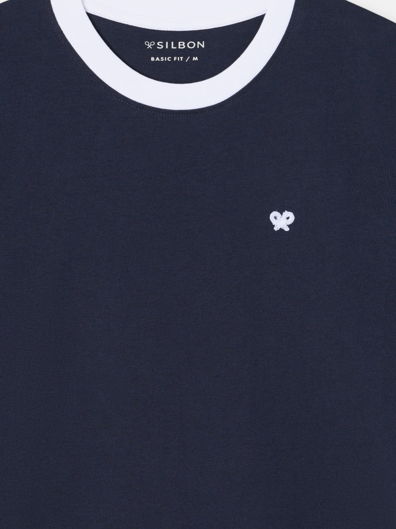Camiseta ribs contraste rizo azul marino