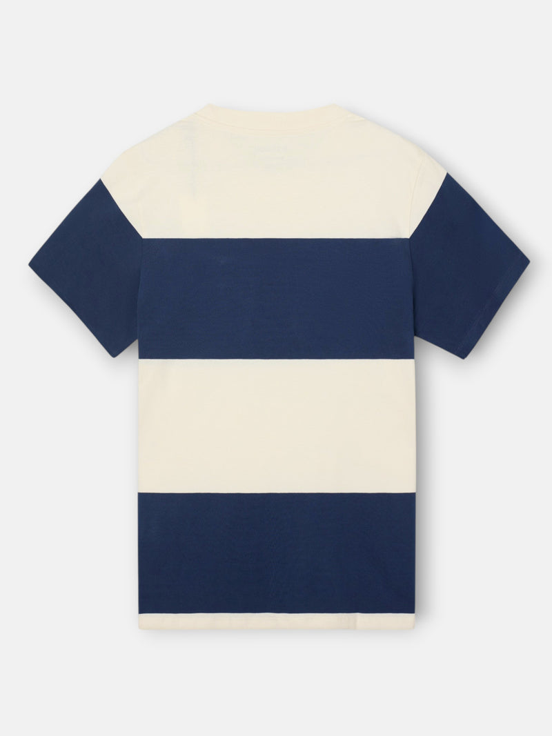 Camisola de risca larga azul-marinho
