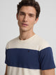 Camisola de risca larga azul-marinho