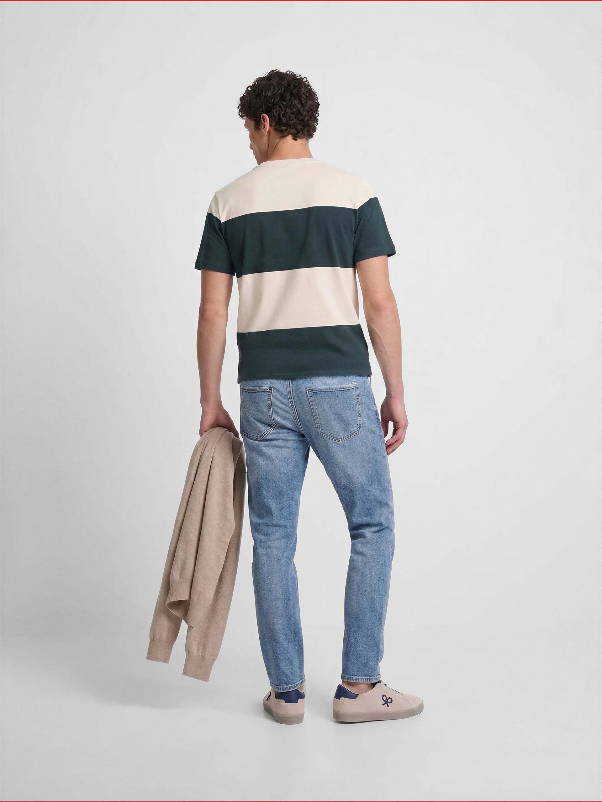 Camiseta raya ancha verde oscuro