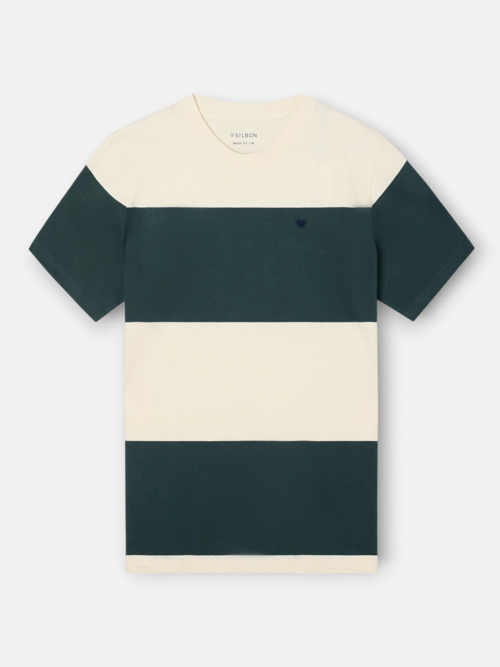 Camiseta raya ancha verde oscuro
