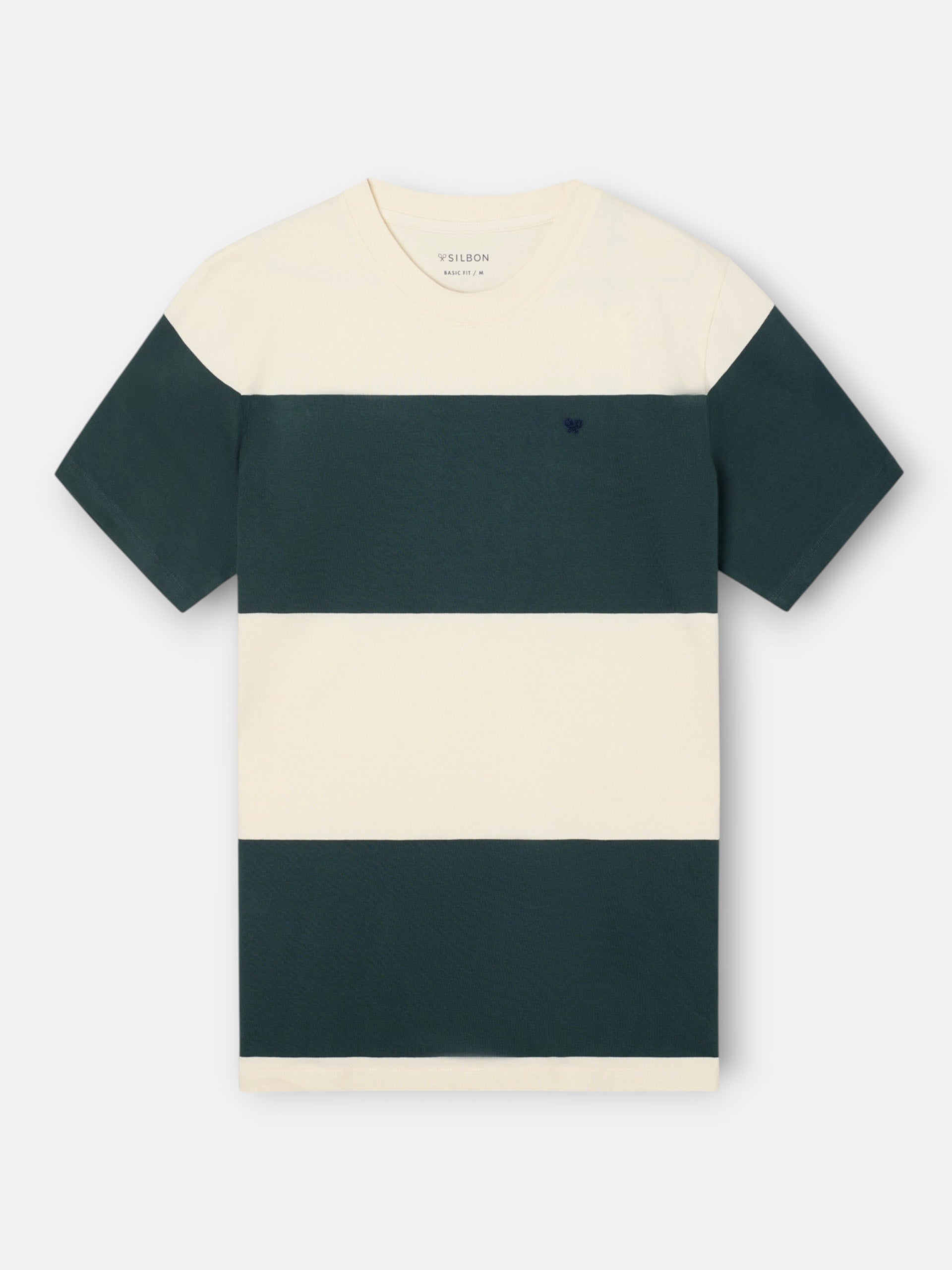 Camiseta raya ancha verde oscuro