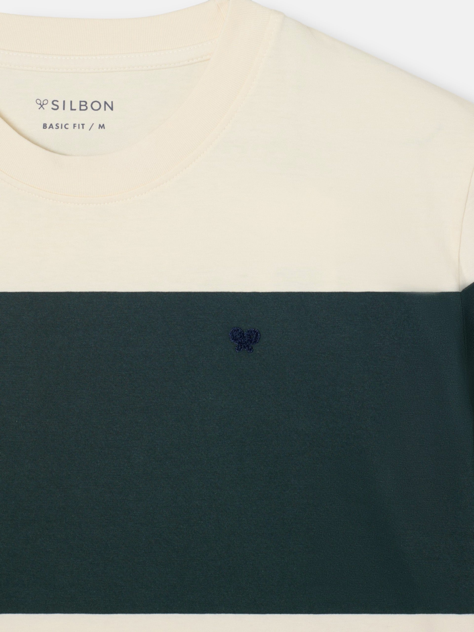 Camiseta raya ancha verde oscuro