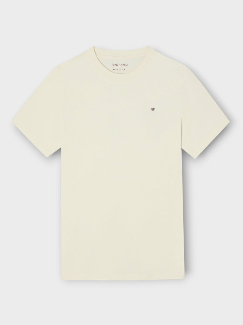 Camiseta silbon bordado crema