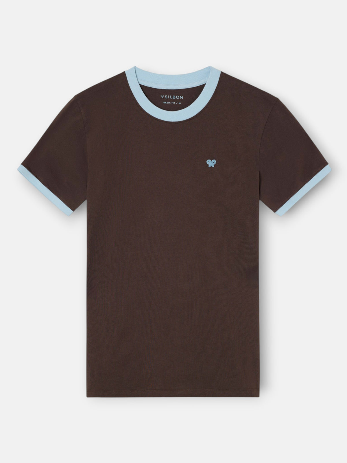 T-shirt à côtes contraste éponge marron