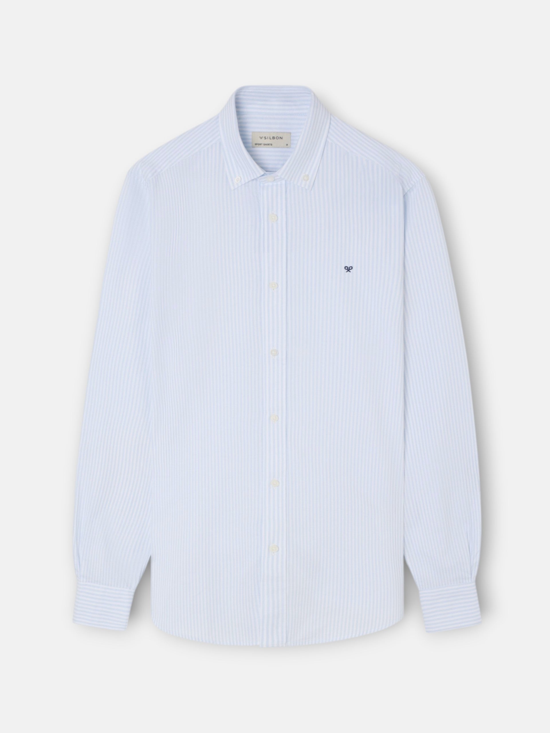 Chemise sport oxford à rayures bleu clair