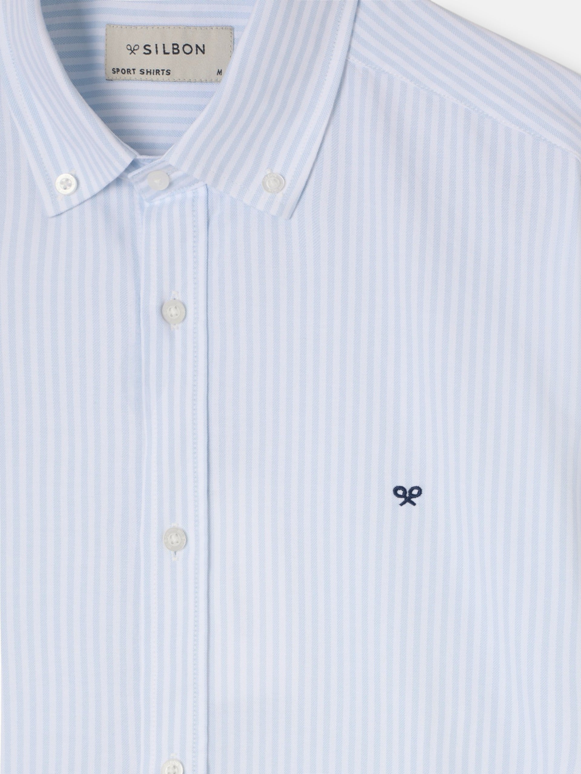 Chemise sport oxford à rayures bleu clair