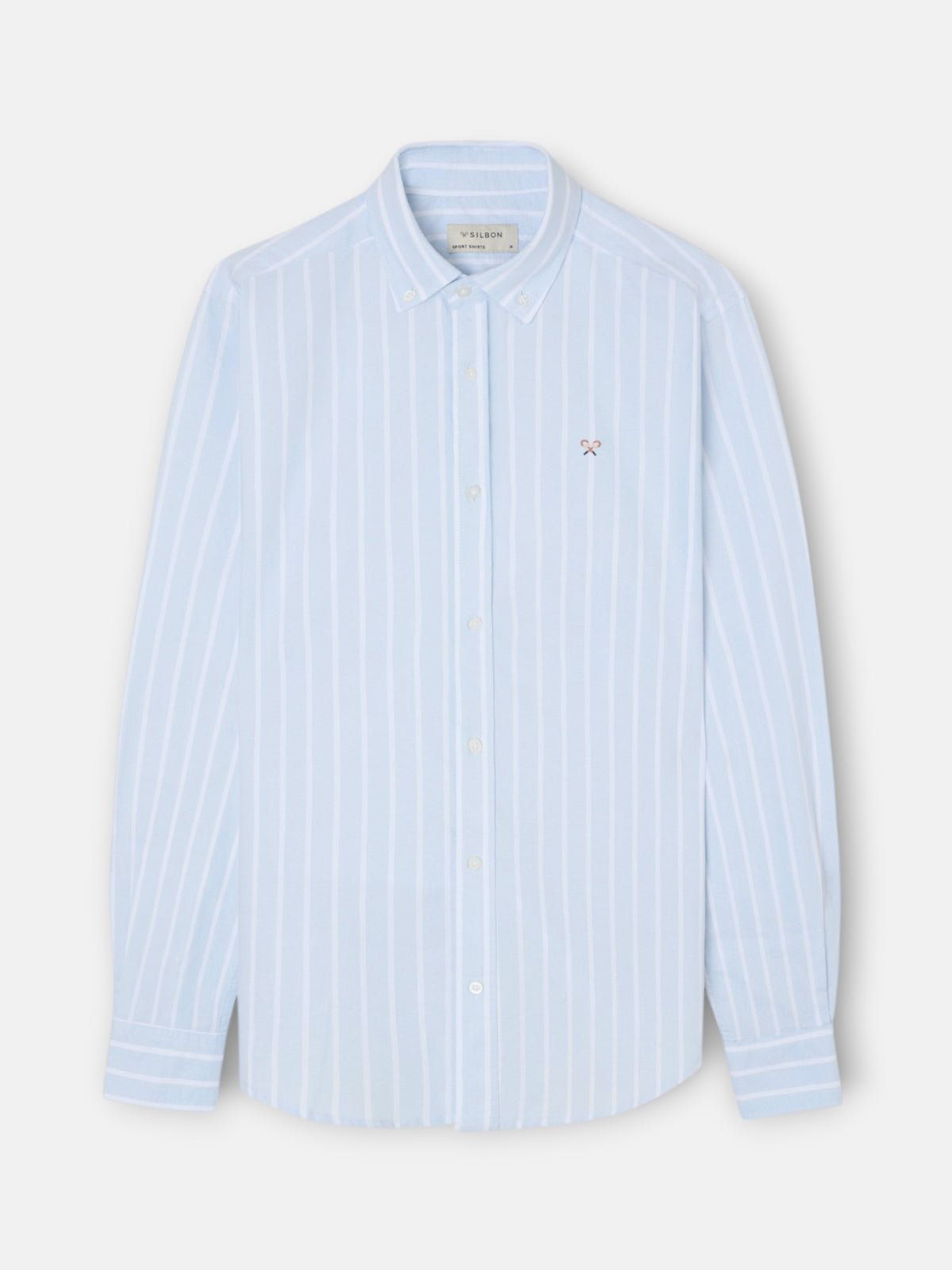 Camisa sport oxford risca larga azul-claro