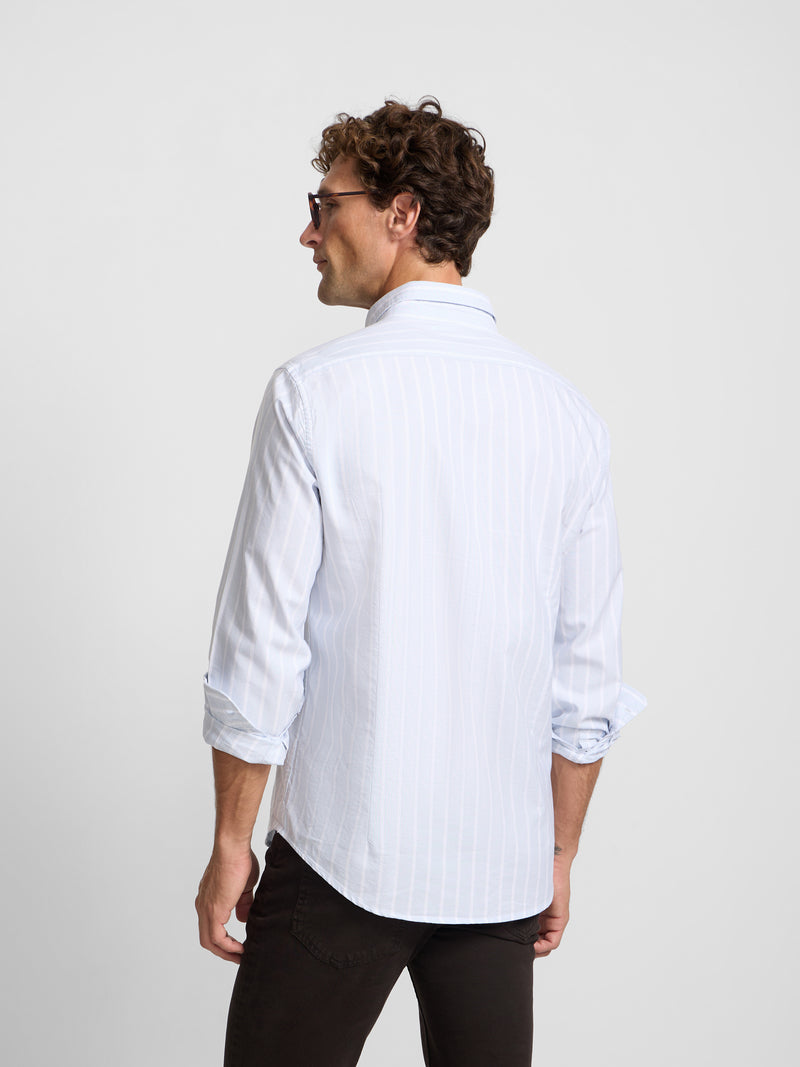 Light blue wide-stripe oxford sport shirt