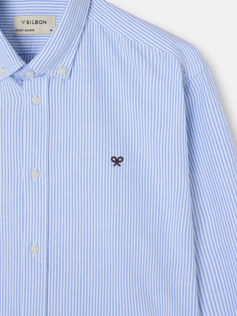 Camisa sport oxford rayas azul