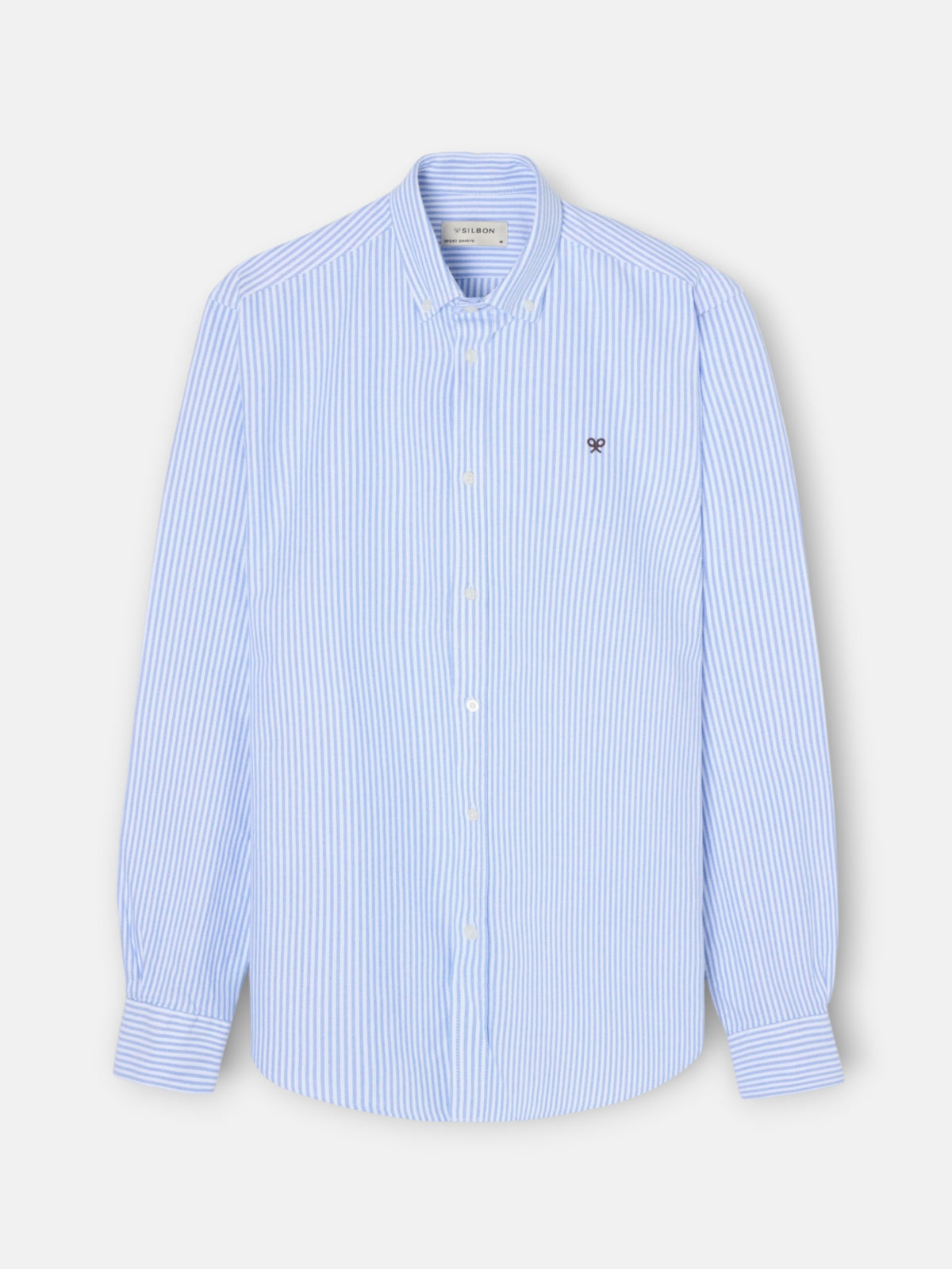 Camisa sport oxford risca média azul