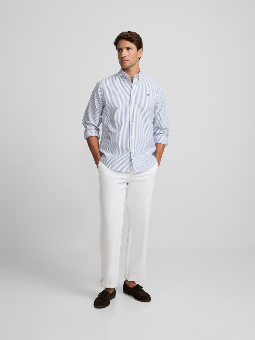 Chemise sport oxford à rayures moyennes bleu marine