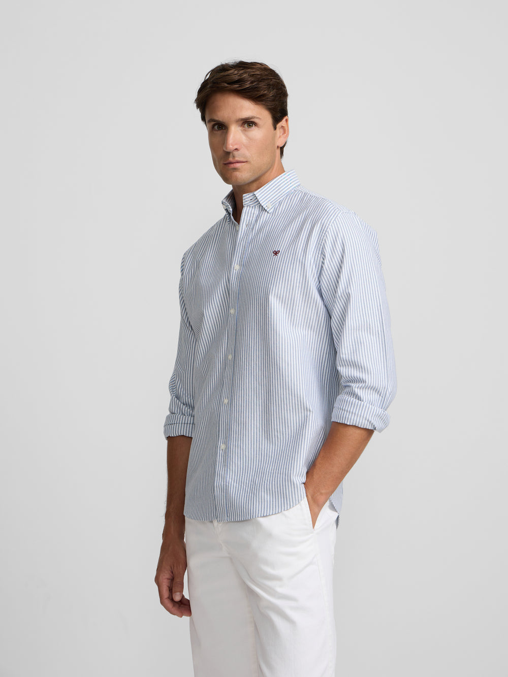 Chemise sport oxford à rayures moyennes bleu marine