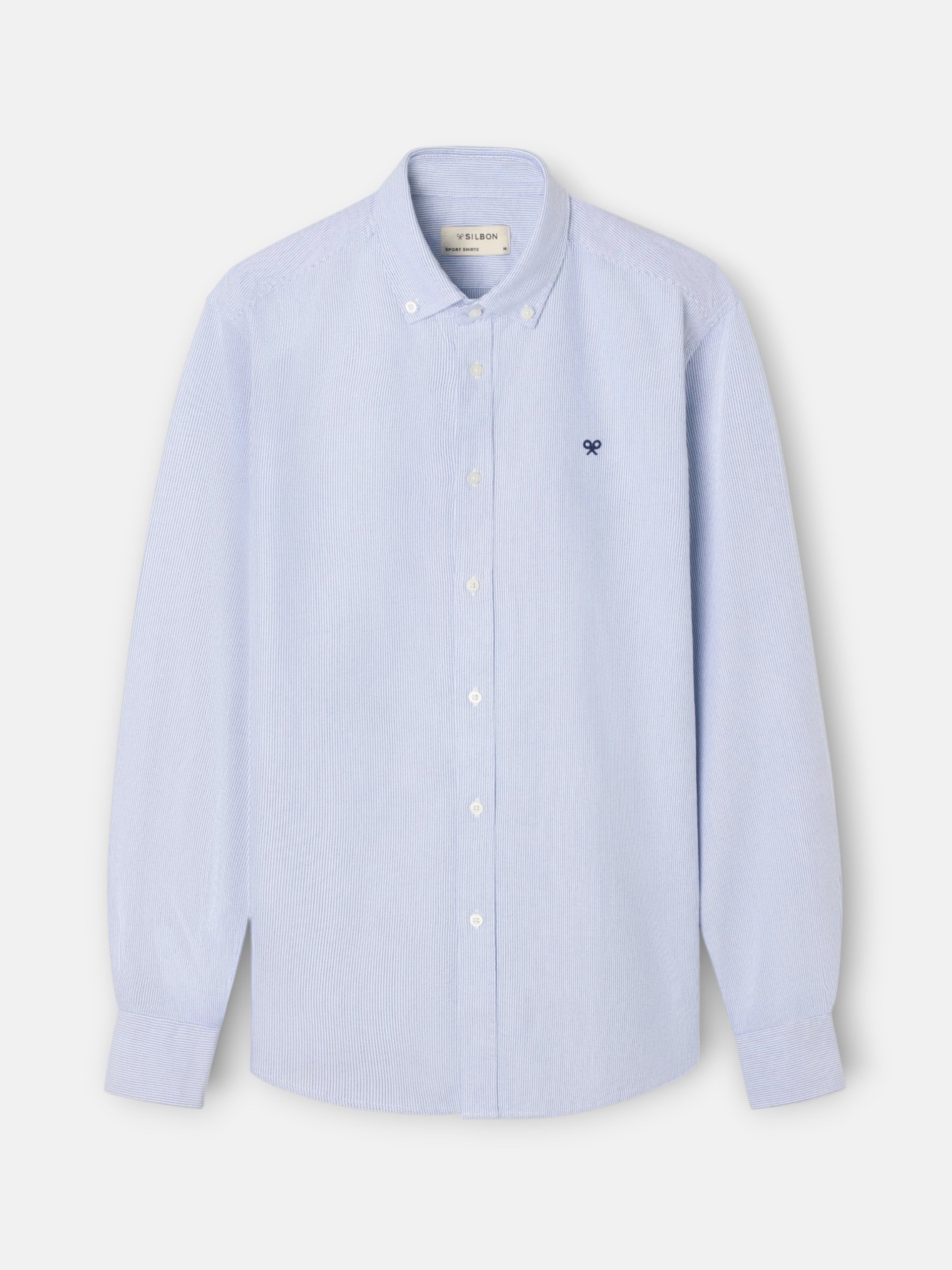 Chemise sport oxford à fines rayures bleu marine